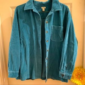 L.L. Bean Teal/Torquoise Blue Corduroy Shacket